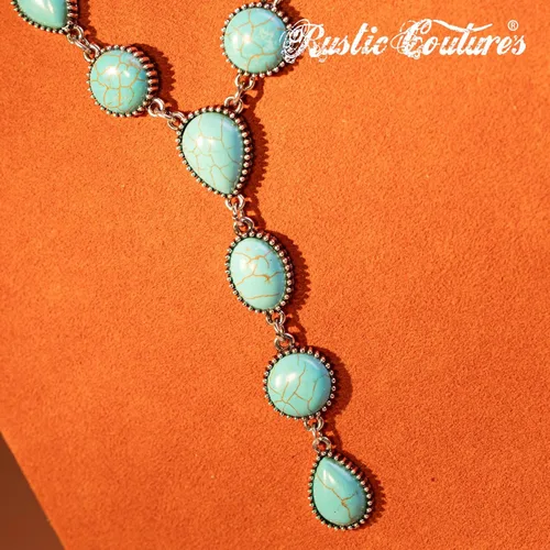 Vista 4 de Rustic Couture's - Juego de collar y aretes con estilo del oeste para mujer