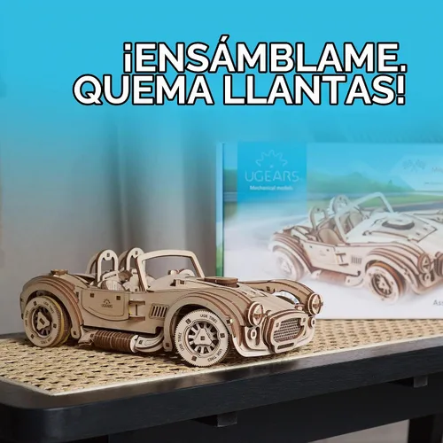 Vista 5 de UGEARS Drift Cobra Racing Car - Rompecabezas de madera 3D para adultos