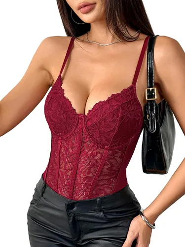 Vista 11 de Lilosy Sexy corsé tops de una pieza mujer salir body Verde militar