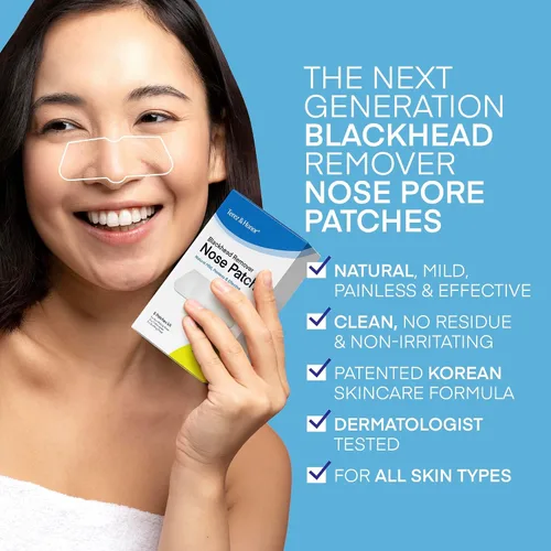 Vista 2 de TEREZ & HONOR Parches de poros para eliminar puntos negros: fórmula coreana patentada SkinCare, apunta a los poros en 3 pasos, natural, suave, sin