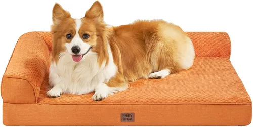 Vista 85 de EHEYCIGA - Cama ortopédica para perros de tamaño mediano, cama de espuma viscoelástica para perros, color beige Small Dog Sofa with Washable