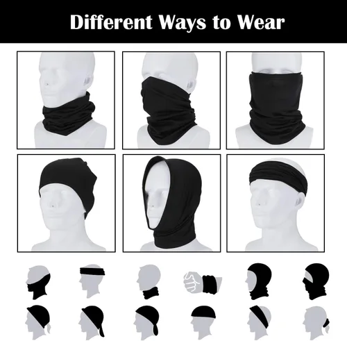 Vista 3 de 6 piezas de protección solar UV cuello polaina bufanda verano cubierta facial pasamontañas transpirable bandana negro, Negro