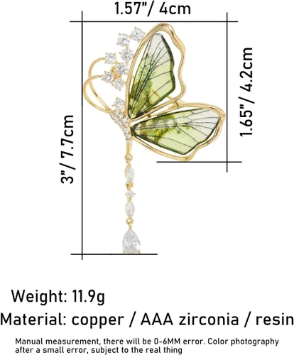 Vista 6 de nuevos broches de mujer, mariposa hada micro incrustado broches de circón, alfileres de ropa de alas de bailarín de alta gama, broches de alas