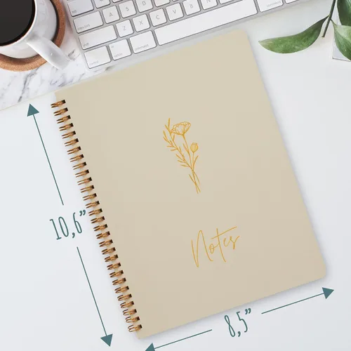 Vista 8 de ZICOTO Cuaderno estético en espiral para mujer, bonito cuaderno de notas con rayas universitarias de 10.5 x 8.5 pulgadas, con bolsillos grandes