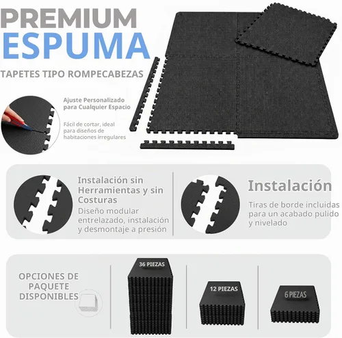 Vista 3 de HulkFit Tapete de ejercicio de rompecabezas, espuma EVA entrelazada de 1/2 pulgada para gimnasio en casa, garaje, apartamentos, azulejos que