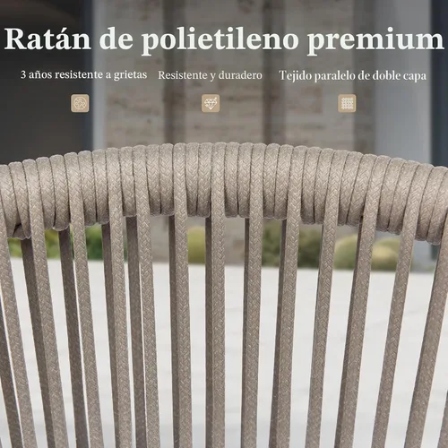 Vista 6 de PURPLE LEAF Juego de muebles para patio de 7 piezas, juego de mesa y sillas de mimbre para exteriores, marco rectangular de aluminio para jardín