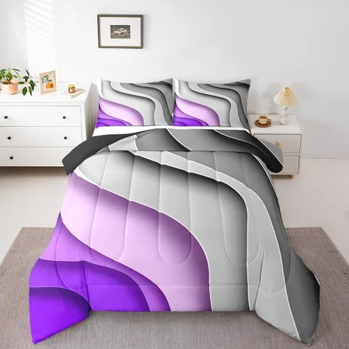 Vista 20 de Erosebridal Juego de ropa de cama abstracta con diseño de olas marinas tamaño Queen, juego de edredón y juegos de ropa de cama con temática de playa