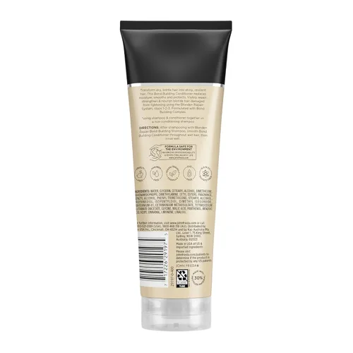 Vista 2 de John Frieda Blonde+ Sistema de reparación de cabello, acondicionador con complejo de construcción Bond, restaura la humedad y protege el cabello
