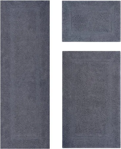 Vista 64 de Better Trends - Juego de 2 alfombras de baño 100% algodón, extra suaves, con borlas, de 17" x 24", alfombra de baño superabsorbente y reversible