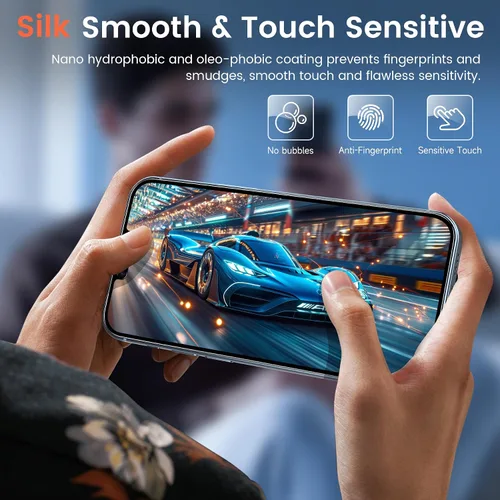 Vista 7 de Fotbor Protector de pantalla de privacidad para iPhone 13 Pro con protector de lente de cámara [2 + 2 unidades], con kit de fácil instalación