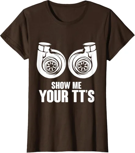 Vista 17 de Funny Show Me Your TT's Twin Turbo Car Racing Camiseta, Negro, S
