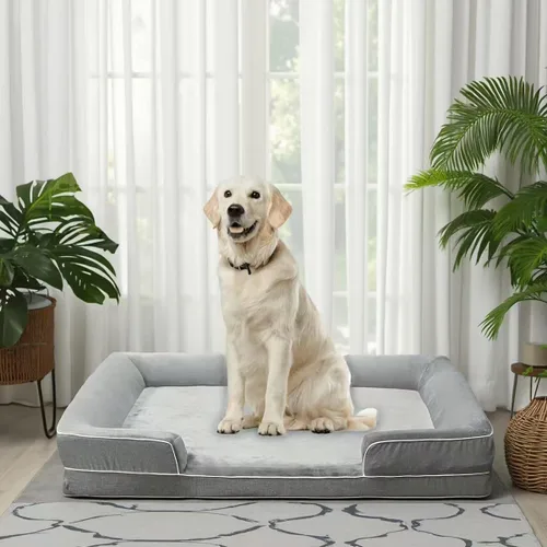 Vista 10 de Cama ortopédica para perros con almohadas, sofá cama grande de espuma viscoelástica para perros medianos y grandes, funda lavable impermeable, parte