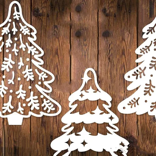 Vista 6 de hinana Juego de 4 troqueles de metal para árbol de Navidad, troqueles de corte de árbol de Navidad, plantillas para bricolaje álbumes de recortes