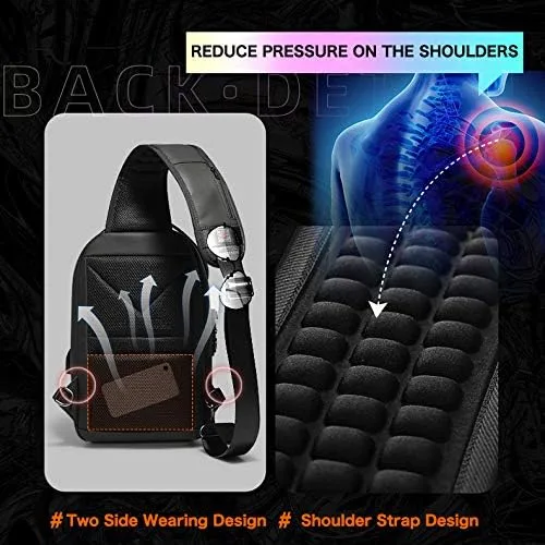 Vista 6 de JUMO CYLY Water-Resistant Sling Bag for Men, USB Crossbody Backpack Casual Mens Shoulder Bag