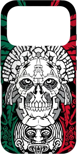 Vista 30 de Aztec Warrior Skull - Funda para iPhone 17, diseño de antepasados mexicanos