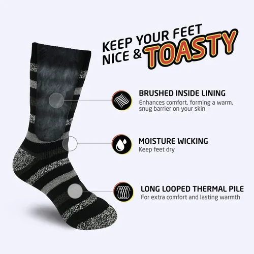 Vista 3 de HOT FEET - Calcetines térmicos para hombre, paquete de 24unidades, calcetines para frío extremo, para botas, calcetines de invierno con aislamiento