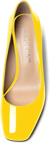 Vista 3 de WAYDERNS Zapatos de tacón alto con puntera cuadrada sólida para mujer, de 3 pulgadas