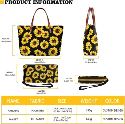 Vista 2 de Suhoaziia Juego de bolsos para mujer, diseño de perro salchicha, con asa superior, para mujer, con cartera de piel sintética