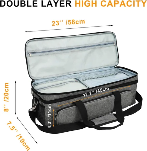 Vista 2 de Funda de transporte para Cricut Maker de 2 capas para Explore Air 1/2/3 Fits Cricut Explore Air And Maker Series, 23X8X8In Double Layer Bag With