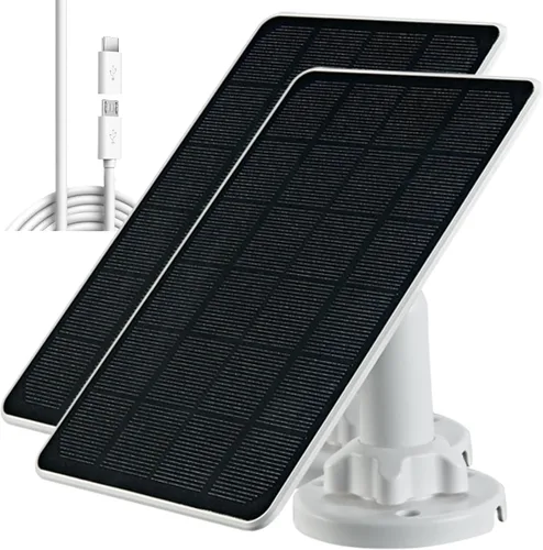 Vista 6 de Cargador de panel solar para cámara de seguridad, puerto USB-C y micro USB para cámara de batería recargable al aire libre, carga rápida de 5V6W