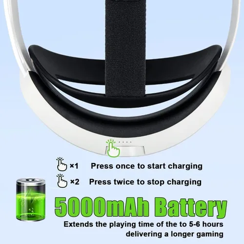 Vista 2 de Elite Strap for Meta Quest 2 with 5000mAh Battery Extend 3-4hrs PlaytimeAdjustable Head Strap for Enhanced Support and Comfort in VR