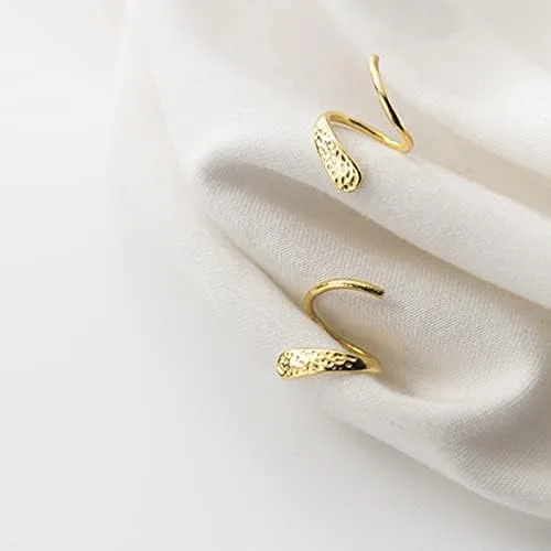 Vista 4 de Women's Stud Earrings Cross Chain Earrings Zircon Geometry Silver Earrings with S925 Silver Needle 14K Gold Plated Small Simple Spiral Thread