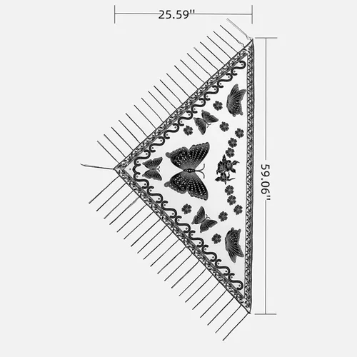 Vista 5 de Chales y envolturas elegantes con estampado de mariposas para vestidos de noche, chal triangular, chal con flecos, capa de noche