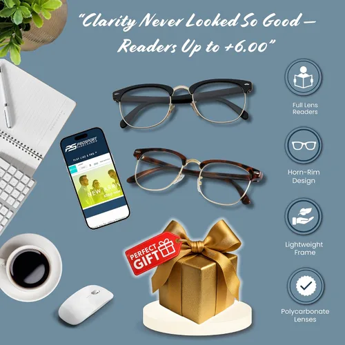 Vista 4 de proSPORT Gafas de lectura con montura de cuerno, vintage, clásicas, semi sin montura para hombres y mujeres, 2 pares combinados