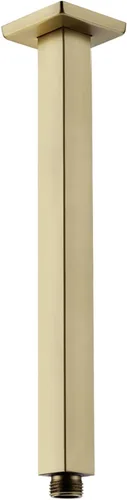 Vista 19 de Brazo de ducha de oro cepillado con brida de 6 pulgadas de acero inoxidable recto superior de lluvia cabezal de ducha de extensión de tubo cuadrado