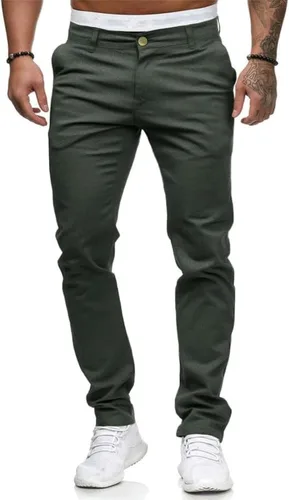 Vista 9 de Hungson - Pantalones de mezclilla para hombres, ajustados, elásticos, de ajuste delgado, casuales, con teñido, pantalones de mezclilla de moda rectos