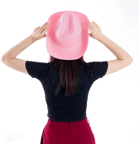 Vista 5 de Sombrero de vaquero y lentes para cosplay, disfraz de Halloween, suministros de fiesta, sombreros para niñas y mujeres