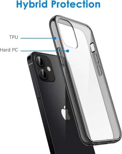 Vista 3 de JETech - Funda para iPhone 12/12 Pro de 6.1 pulgadas, cubierta para teléfono a prueba de golpes que no se pone amarilla, parte trasera transparente