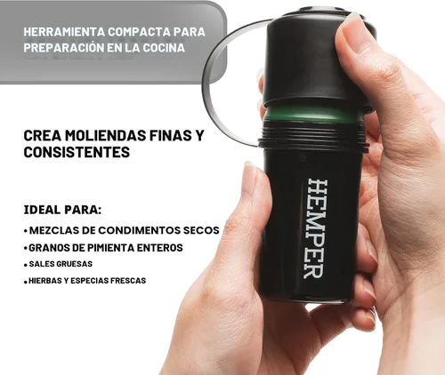Vista 4 de Hemper Keeper - Molinillo de hierbas 3 en 1 con contenedor de almacenamiento doble - A prueba de olores, hermético y resistente al agua - Molinillo