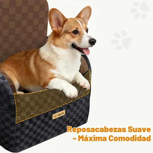 Vista 5 de PETICON Asiento de coche impermeable para perros pequeños y medianos Marrón