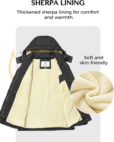 Vista 4 de WenVen - Chaqueta de algodón con capucha para mujer