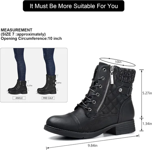 Vista 6 de STQ Botas de combate con cordones para mujer