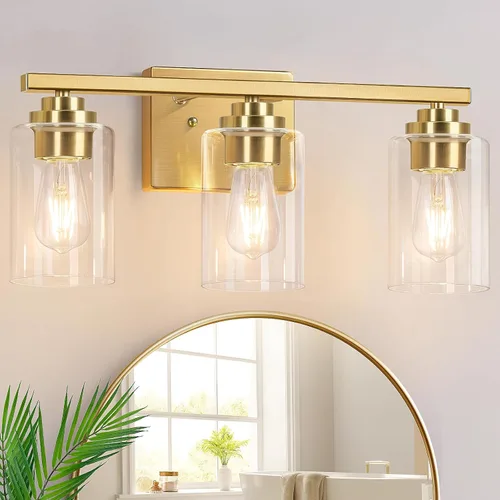 Vista 20 de VerRon Juego de 2 apliques de pared para baño, lámparas modernas de tocador, faroles de montaje de bronce cepillado al óleo, luces de pared