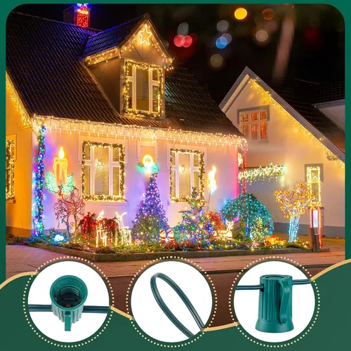 Vista 5 de Brightown Tira de luces C9, tira de luces de Navidad para exteriores de 100 pies con 100 enchufes para decoración de Navidad, patio, enchufe de luz