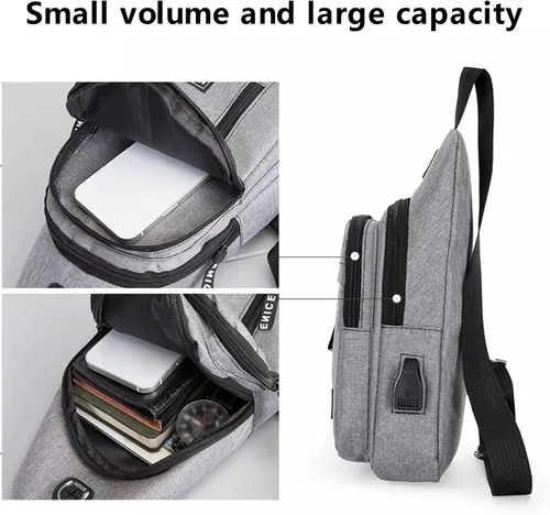 Vista 9 de Gecau Bolso bandolera multiusos - Bolso cruzado en el pecho - Mochila deportiva de senderismo - Mochila casual para hombres y mujeres