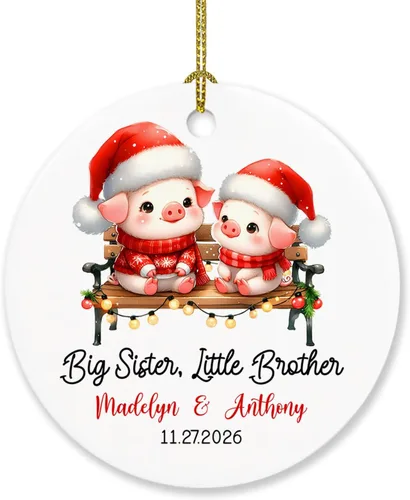 Vista 7 de Sister are Joined - Adorno de Navidad de corazón a corazón, adorno de Navidad personalizado con nombre de hermana, regalo para dos hermanas, adorno