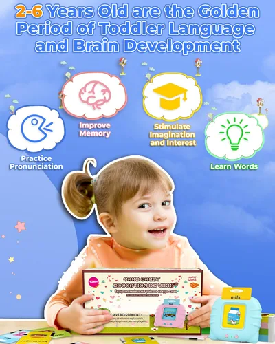 Vista 3 de KOKODI Juguetes para niños de 2, 3, 4, 5 años, juguete de terapia del habla, tarjeta flash parlante 224 palabras visuales, juguetes sensoriales