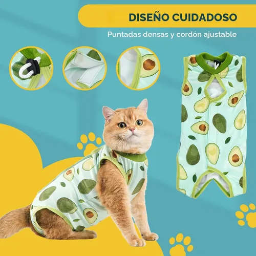 Vista 6 de Avont Traje de recuperación para gatos – Mameluco de gatito para gatos después de la cirugía, traje quirúrgico de esterilización alternativo al cono