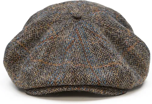 Vista 3 de Sterkowski Peaky Gorra 100% Harris Tweed Newsboy para hombres y mujeres Caliente clásico elegante sombrero de 8 paneles Cuadros marrón/azul