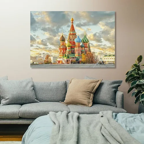 Vista 7 de Moscú - Cuadrado rojo popular cañón mural y edición de arte ruso, pósteres de pintura en lienzo, decoración de habitación, lienzo decorativo