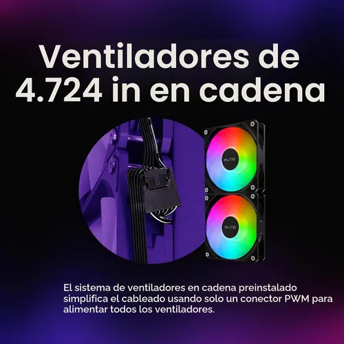 Vista 7 de Cooler Master Elite Liquid 240 AIO Liquid CPU Cooler, ARGB