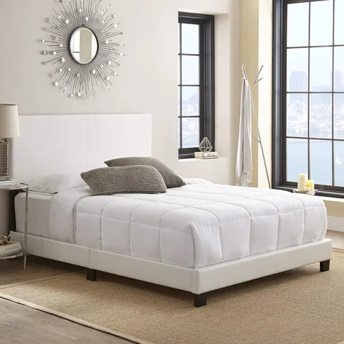Vista 18 de Boyd Sleep Napoli - Marco de cama plataforma de cuero vegano gris tamaño King totalmente tapizado con cabecero ajustable - Se requiere somier