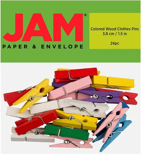 Vista 10 de JAM Papel® Mini Madera Ropa Pin Clips – 1 1/8" & 7/8 – 50 por caja, Blanco