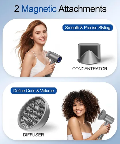 Vista 5 de Secador de pelo, profesional de alta velocidad iónico con difusor, 1500 W