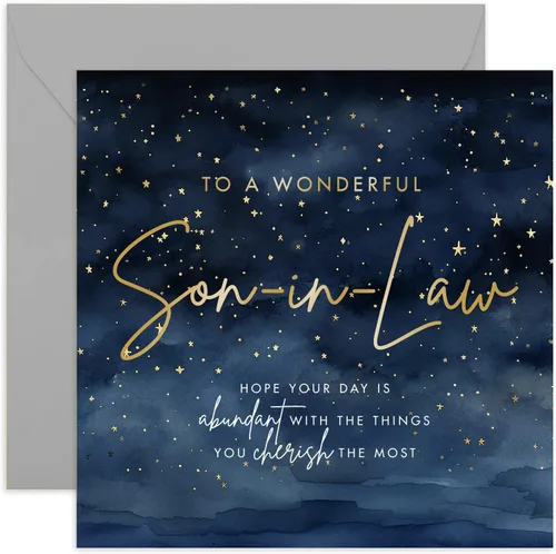 Vista 14 de Tarjeta de cumpleaños para novio, diseño de estrellas maravillosas, tarjeta de cumpleaños masculina para hombres y adultos, diseño de cielo