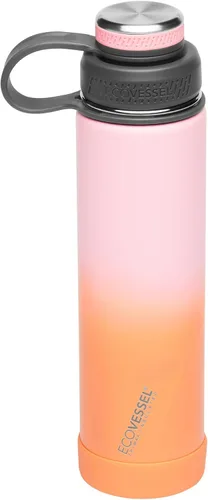 Vista 11 de EcoVessel Botella de agua de acero inoxidable con tapa doble aislada, botella de agua aislada con colador y protector de botella de silicona, taza